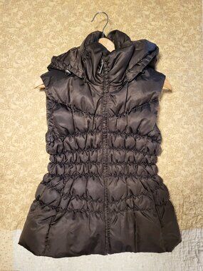 Michael Kors Down Puffer Vest w/Removable Hood Women's Medium Brown